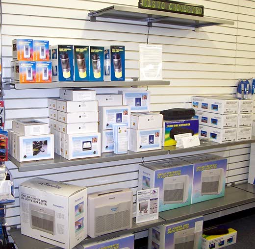 Retail display of Comtech Research's product line